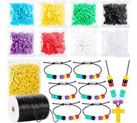 Vjsujehgy 1800 Pezzi di Braccialetti DIY con Perline Colorate Assortite, 170 Metri di Filo di Cotone Cerato, Kit Artigianale per Bibbia Cristiana