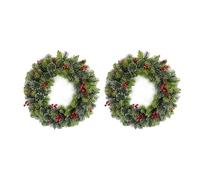 Vjsujehgy 2 Pezzi di di Pino con Frutta, Ghirlanda Decorativa per Finestra, Porta D'Ingresso, Ghirlanda da Appendere alla Finestra, 40 cm