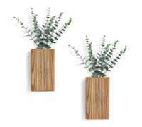 Vjsujehgy 2 Pezzi Vaso da Parete in Legno con Fioriera Decorativa da Appendere alla Parete in Legno di Paulownia, Ornamenti per Piante Finte da Interni