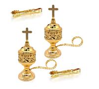 Vjsujehgy 2 Set Brucia Incenso con Pinza, Supporto per Incenso in di Incenso Dorato, Ideale per Yoga, Spa, Aromaterapia, Casa