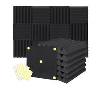Vjsujehgy 24 Confezioni di In Schiuma Acustica A Cuneo 2 X 12 X 12 Pollici, Schiuma Fonoassorbente, Schiuma Antirumore per La Registrazione In Casa e In Ufficio
