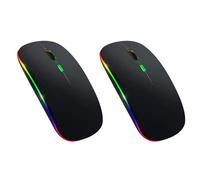 Vjsujehgy 2X Mouse Wireless Bluetooth 5.1 Ricaricabile LED Mouse Silenzioso USB Ottico Ergonomico Gaming 2.4G Wireless Backlite