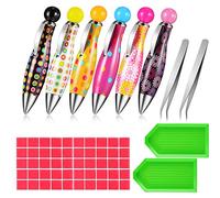 Vjsujehgy 60Pcs Kit di Strumenti per La Pittura di Diamanti Incluso Penne per Trapano Un Punta di Diamante 5D Colla per Pinzette per Strass nel Argilla per Fai-da-Te