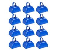 Vjsujehgy Cow Bells Noise Makers Cheering Bell: 12 Pezzi di Campanacci in Metallo con Manico per Sportivi - Piccola Campana Rumorosa Blu