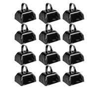 Vjsujehgy Cow Bells Noise Makers Cheering Bell: 12 Pezzi di Campanacci in Metallo con Manico per Sportivi - Piccola Campana Rumorosa Nera