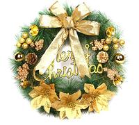 Vjsujehgy Ghirlande di Natale Fatte Un Mano Ghirlanda Artificiale con Campane Bowknot Decorazione da Parete per Porta D'Ingresso di Natale nel