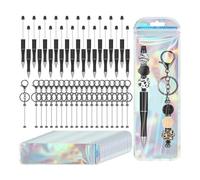 Vjsujehgy Kit Penne con Perline Penne con Perline Inchiostro Nero con Perline Barra Richiudibile Borsa per Scuola, Ufficio, Matrimonio, Matrimonio Un'Alta qualità Facile da Usare