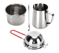 Vjsujehgy Kit per La Fabbricazione Candele in Acciaio Inossidabile con Doppio Ugello, Manico per Cucchiaio da Caldaia, Design Sospeso con Due Pentole Riscaldanti per DIY