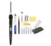 Vjsujehgy Kit Saldatore Elettrico da 80 W con Display LCD, Temperatura Regolabile, 220 V, Set di Strumenti per Saldatura, Punte per Saldatura, Spina UE.