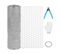 Vjsujehgy Kit Set Rete per Pollo 13,7 X 157 Pollici Rete Floreale per Pollame Kit Rete Esagonale Zincata Rivestita in PVC