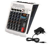 Vjsujehgy Mixer Audio A 4 Canali Console di Mixaggio Audio USB Bluetooth Alimentazione Phantom 48V Adatta per Podcasting dal Spina UE