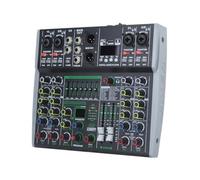 Vjsujehgy Mixer Audio Professionale 6 Canali 99DSP Integrato A 7 Segmenti con Effetto Bilanciato Supporto Bluetooth Mixer di Registrazione Spina UE