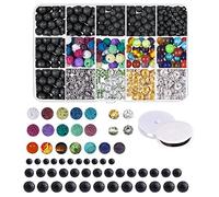 Vjsujehgy Perline di Lava Kit di Pietre Perline Colorate Distanziatori in Lega di per Essenziali Diffusi Forniture per Gioielli Fai-da-Te per Adulti