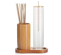 Vjsujehgy Porta Incenso per Bastoncini Anti-Cenere Brucia Incenso Volante con Raccoglitore di Cenere in Vetro e Organizer per Bastoncini di Incenso in bambù