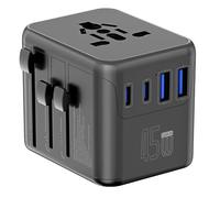 Vjsujehgy Presa da Viaggio Universale Globale da 45 W con 2 Porte USB-A e 2 Porte USB-C, Fusibile Autoripristinante, Stazione di Ricarica Multiporta Compatta