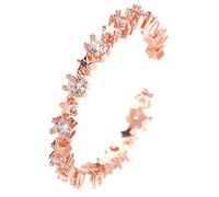Vjsujehgy Semplice Un Un Cinque Punte da Dito Indice con Zirconi Intarsiati nel Rame Aperto Piccola, Rosa