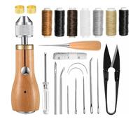 Vjsujehgy Set da 23 Pezzi di Cono da Cucito, Riparazione di Cucito Portatile con Ago Dritto e Curvo, Cacciavite, Rotolo di Filo Cerato per DIY