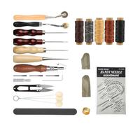 Vjsujehgy Set di Strumenti Manuali per L' in Pelle per Cucire, Cuciture, Stampaggio, Intaglio, Opere d'Arte in Pelle, Kit di Strumenti per La Lavorazione del Cuoio