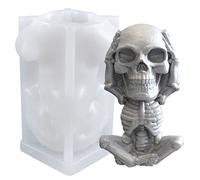 Vjsujehgy Stampi per Candele, Stampi per Candele nel Silicone con Teschio DIY Halloween Aroma Forniture per Candele Stampi per Sapone nel Resina (Orecchie di Copertura)