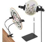 Vjsujehgy Supporto da Pavimento per Ricamo per Lavori Manuali, Telaio per Ricamo A Mano, Clip da Tavolo Regolabile e Rimovibile Nera per Ricamo A Punto Croce