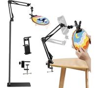 Vjsujehgy Supporto per Telaio da Ricamo Regolabile Nero, Supporto da Pavimento 3 in 1 per Telaio/Tablet/Telefono, Supporto per Ricamo, Girevole A 360°
