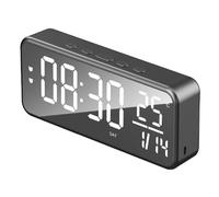 Vjsujehgy Sveglia Intelligente Sveglia Musicale A LED Orologio da Tavolo da Parete Sveglia per Studenti Display della Temperatura Nero
