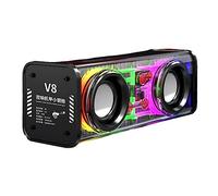 Vjsujehgy V8 Altoparlanti Bluetooth Trasparenti RGB Light Wireless Sport all'Aria Aperta Bluetooth Audio Altoparlante Subwoofer -Nero