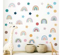 VJUYSW 4 pezzi adesivi murali multi combinazione arcobaleno stelle, adesivi murali asilo nido, camera baby ragazze, camera da letto decorazione murale, PVC, multicolore, contemporaneo