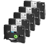 VJZYUTSW 5pk ID Flexible Tapes compatibili con FX 231 FX 221 FX 211 FX 631 FX 131 Maker di etichetta nelle dimensioni 6 9 12 18 24mm(5PK Black on white)