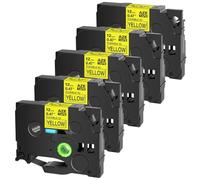 VJZYUTSW 5pk ID Flexible Tapes compatibili con FX 231 FX 221 FX 211 FX 631 FX 131 Maker di etichetta nelle dimensioni 6 9 12 18 24mm(5PK Black on yellow)