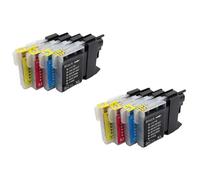 VJZYUTSW LC38 LC39 LC61 LC65 LC980 LC985 LC990 LC1100 Cartuccia a inchiostro Compatibile con DCP-J125 185C 195C J315W DCP-145C 185C 385C 535 Stampante(2 SET(8PC))