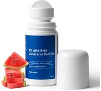 VK 4% AHA BHA Underarm Roll On Deodorant | Watermelon Fragrance | with 1% Mandelic Acid, 2% Lactic Acid & Alpha Arbutin | Prevents Body Odour, Fades Pigmentation, Kills Bacteria | 50ml.