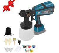 VKE Pistola per Verniciare, Verniciatore a Spruzzo a Batteria 800W 1000ML, Pistola a Spruzzo per Verniciare con 5 Ugelli, 3 Tipi di Spruzzo Compatibile con Batteria 18V(Senza Batteria)