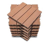 Vkechh Piastrelle per terrazze e balconi in WPC, 30 x 30 cm, colore marrone, 88 pezzi (8 m²) come pavimentazione resistente alle intemperie.
