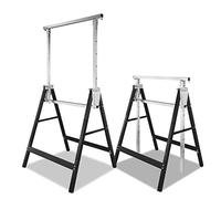Vkechh Set di 2 cavalletti per ponteggi, 200 kg, regolabile in 7 posizioni, 81-130 cm, pieghevole, in metallo, colore: nero