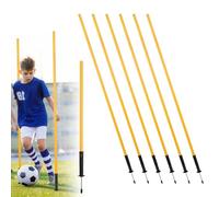 Vkechh Set di aste da slalom, 180 cm, per allenamento di calcio, con 6 aste da calcio e picchetti, per allenamento di calcio, agility, esercizi di coordinazione, con custodia, colore giallo