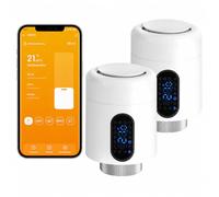 Vkechh Termostato per radiatore, 2,4 GHz, Wi-Fi, senza hub, bianco, 2 pezzi