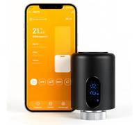 Vkechh Termostato per radiatore, 2,4 GHz, Wi-Fi, senza hub, nero, 1 pezzo