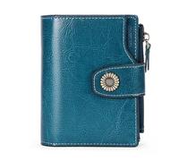 VKEID Portafogli da Donna Portafoglio in pelle Portafoglio corto RFID Pochette Portamonete da donna Porta carte multifunzionale Portafogli (Color : Blue, Size : 12.5x10x2.5cm)