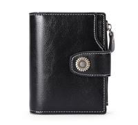 VKEID Portafogli da Donna Portafoglio in pelle Portafoglio corto RFID Pochette Portamonete da donna Porta carte multifunzionale Portafogli (Color : Black, Size : 12.5x10x2.5cm)