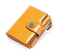 VKEID Portafogli da Donna Portafoglio in pelle Portafoglio corto RFID Pochette Portamonete da donna Porta carte multifunzionale Portafogli (Color : Yellow, Size : 12.5x10x2.5cm)
