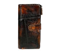 VKEID Portafoglio Uomo Portafoglio da uomo fatto a mano in colore sfregamento in vecchia pelle lungo for il tempo libero fermasoldi multi card pochette