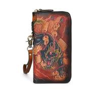 VKEID Portafoglio Uomo Processo di intaglio della pelle da uomo Portafoglio lungo vintage Pochette in pelle con personalità Fermasoldi lungo(Multi-colored2)