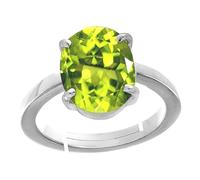 VKG GEMS 5.25 ratti 4.45 carati AA++ pietra preziosa peridoto verde naturale certificato di qualità panchdhatu anello regolabile in metallo Anguthi per uomini e donne (R1), pietra preziosa, Pietra