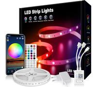 VKH Striscia LED 10 Metri, 5050 RGB Colorate con Telecomando e App, Sincronizza Cambia Colore con la Musica, Luci LED per Camera da Letto, Cucina, Decorazione per Feste, Bar (1 * 10m)