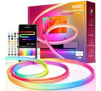 VKH Striscia LED neon da 3 m, con controllo app, funziona con Alexa, funzione fai da te, musica sync, aggiornamento al neon LED per soggiorno, camera da letto, decorazione da parete