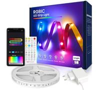 VKH Striscia LED RGB da 5 m, con app, controllo segmento, cambio colore, sincronizzazione musicale, catena luminosa a LED per feste, casa, camera da letto, giochi, cucina