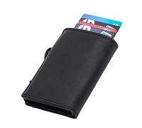 vkiopu PU Anti Lst Wallet, Aluminium Ally Ultra Thin ID Credit Card Hlder, Adpts Classified Placement Design, with Places fr Cash and Cards Respectively (Color : Black)