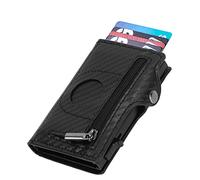 vkiopu PU Anti Lst Wallet, Aluminium Ally Ultra Thin ID Credit Card Hlder, Adpts Classified Placement Design, with Places fr Cash and Cards Respectively (Color : Carbn Black)