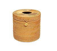 Vklopdsh Scatola di carta igienica in rattan, porta carta igienica con coperchio, per riporre rotoli singoli e fazzoletti in bagno